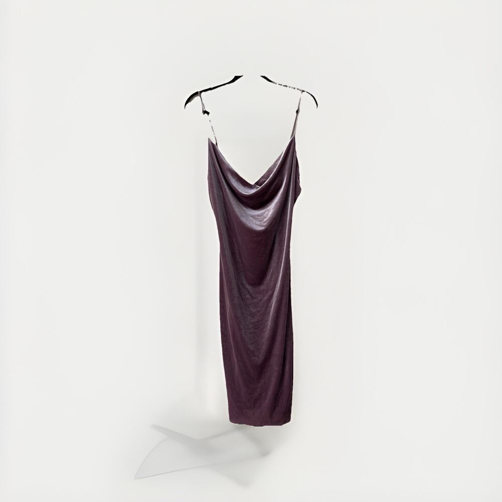 Lulu’s Jazzy Belle Mauve Velvet Slip Dress Wm Sz XL Cowl Neck Whimsy Goth Fairy